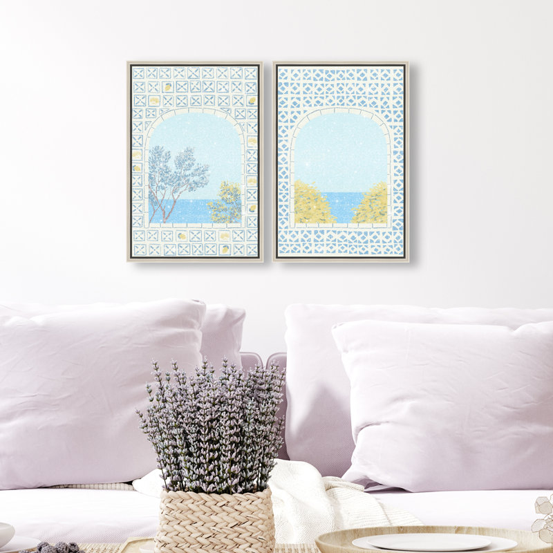Mediterranean Window Set Set by Oliver Gal, 32"H x 22"W, Silver Floater Frame