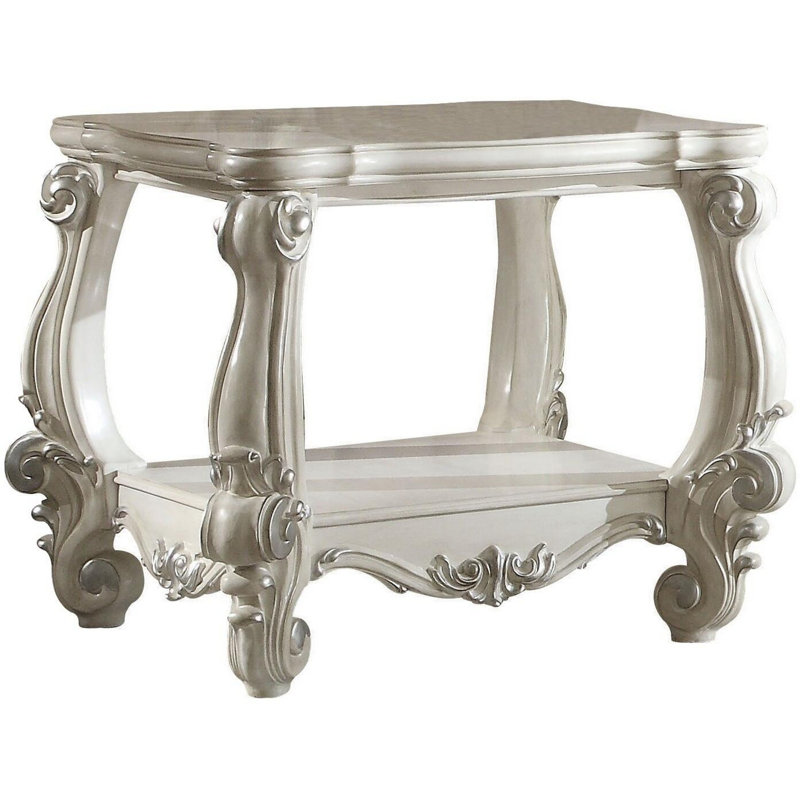 Table de bout en bois massif Ciaran, Blanc