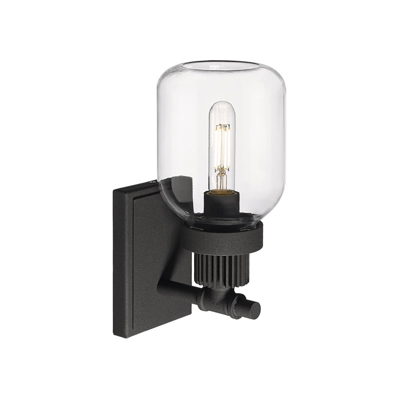 Armed Sconce, Textured Black, Clear