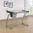 Silver Glass Top Drafting Table With Storage