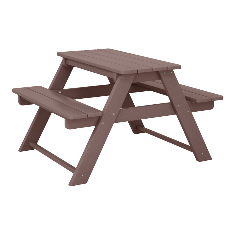 Kids Outdoor Poly Picnic Table, Dark Brown