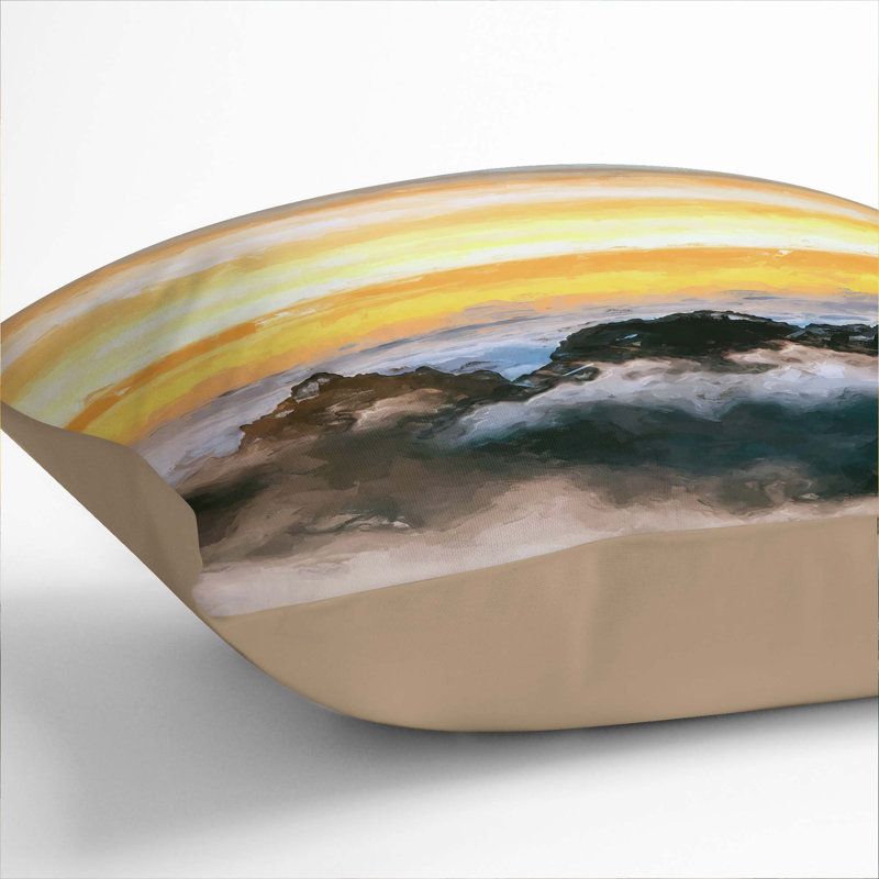Mountain Peaks Cushion with Filling, 40cm H x 40cm W x 15cm D, Stone