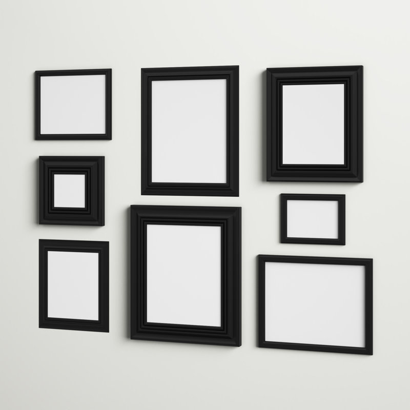 Ensemble de cadres à photos en plastique biseauté 8 pièces de style galerie Syston, Noir