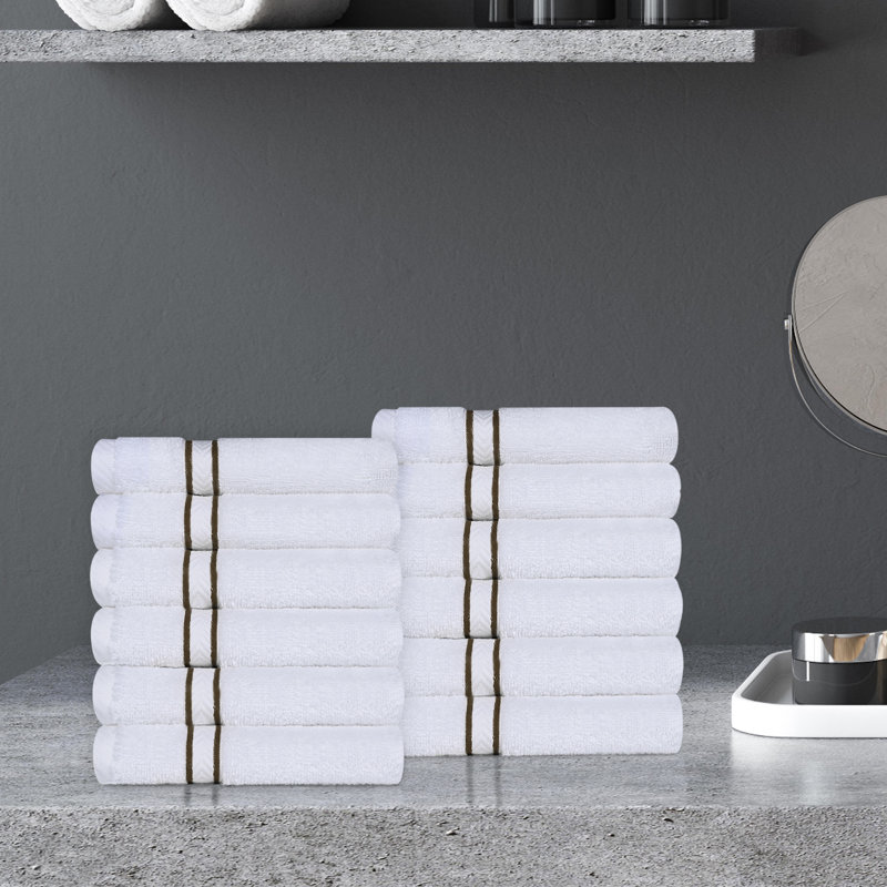 Hotel Turkish Cotton 12-Piece Face Towel Set, Ultra-Plush & Luxury Weight, Latte