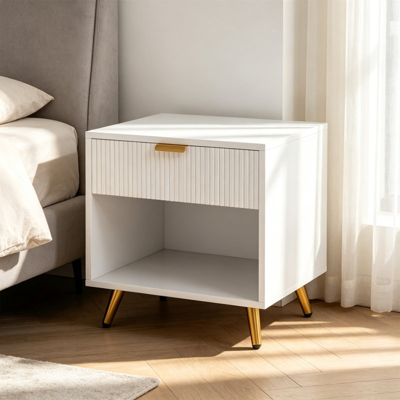 50 cm W Bedside Table, White
