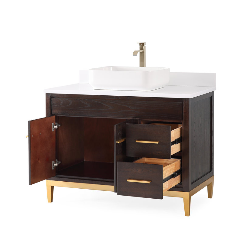 42" Modern Vessel Sink Style Bathroom Vanity Set, White, Espresso