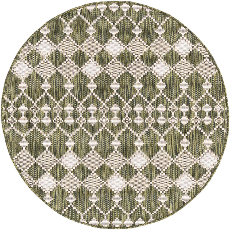 Outdoor Preen Area Rug Moss Color, Round 4'