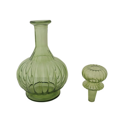 Round Ribbed Glass Decanter With Stopper