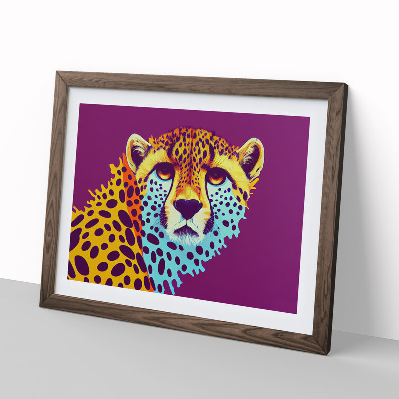 Unforgettable Cheetah - Framed Print, 46cm H x 64cm W x 2cm D, Walnut