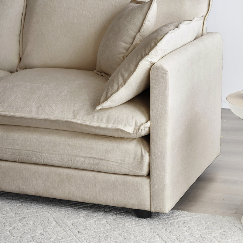 Grand canapé modulaire en forme de U beige avec chenille haute et tissu de soutien en forme d'éponge en U respirant