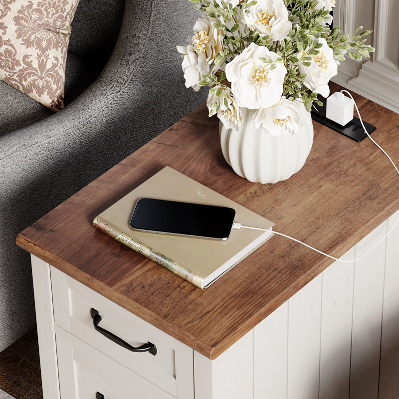 Scarlett 25'' Tall 1 - Drawer Nightstand, White/Brown