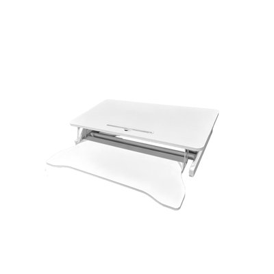 32 Inch Desk Converter, Height Adjustable Sit to Stand Riser, Dual Monitor and Laptop Workstation with Wide Keyboard Tray, Standing Computer Desk, WHITE