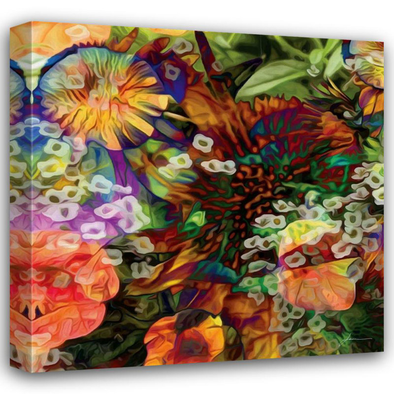 Red Barrel Studio® Burghardt, James Gallery Wrapped Canvas Art Titled: Embellished Eden Tile I