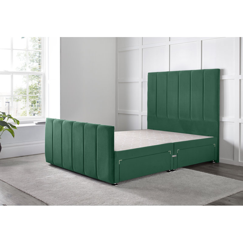 Cadebrooke Divan Bed with 54" Floorstanding Headboard, Green, Super King (6'), 2 Right Drawers