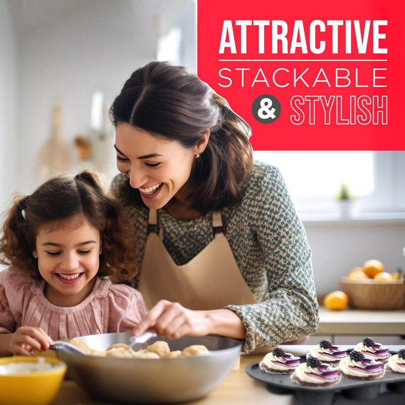 Gray 10-Piece Bakeware Set – Nonstick Carbon Steel Pans, Stackable, Dishwasher Safe, Stain-Resistant, Oven Safe To 450°F