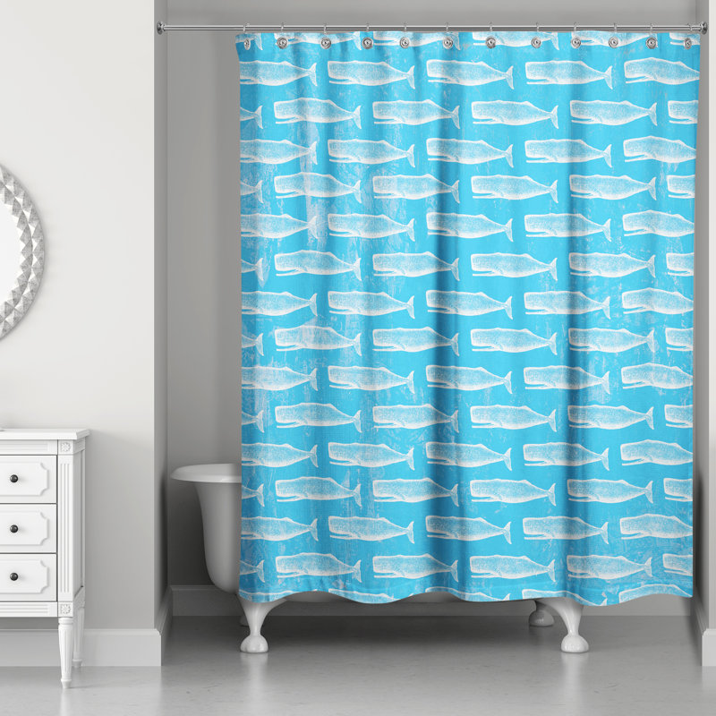 Rideau de douche à motif baleine bleu brillant