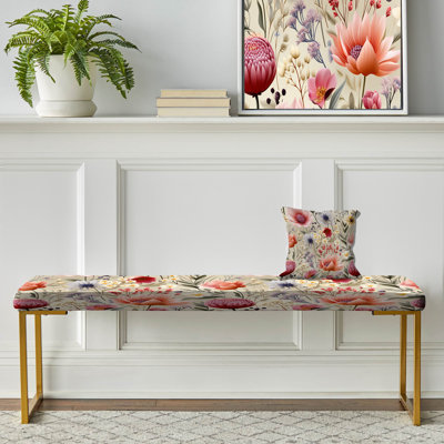 Motif floral pastel de campagne anglaise - Banc rembourré doré floral