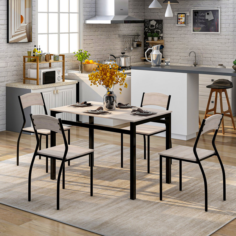 Abd-Ulmoeen 4 - Person Dining Set, Black/Brown