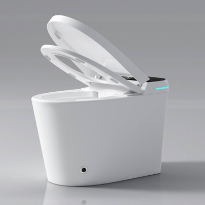 Modern Bathroom Smart Bidet Toilet - Auto Open/Close, Foot Sensor, Self-Cleaning Option, White Intelligent Seat Deodorization System,