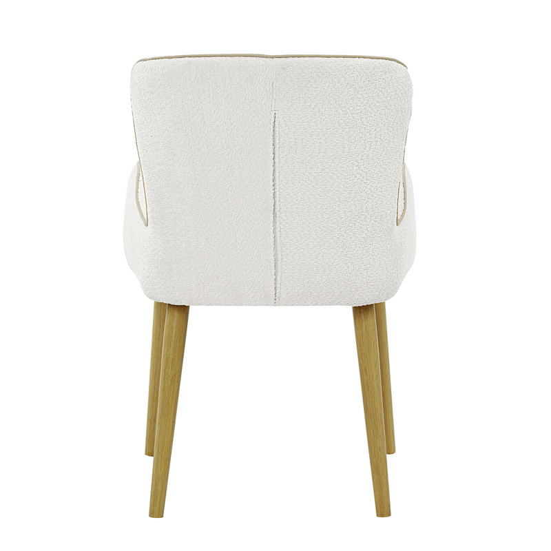 Ensemble de 2 chaises d'appoint Qwin Beige Boucle avec finition chêne, chaises de salle à manger ou d'appoint