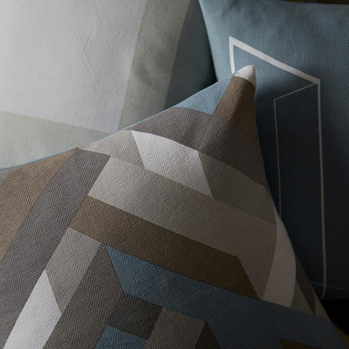 Geometric Cotton Throw Pillow, 18" H x 18" W x 4" D, Gray, Polyester