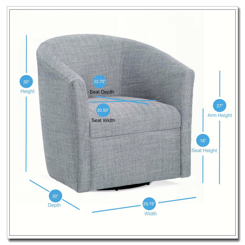 Fauteuil demi-tonneau pivotant indigo Lainey, Bleu