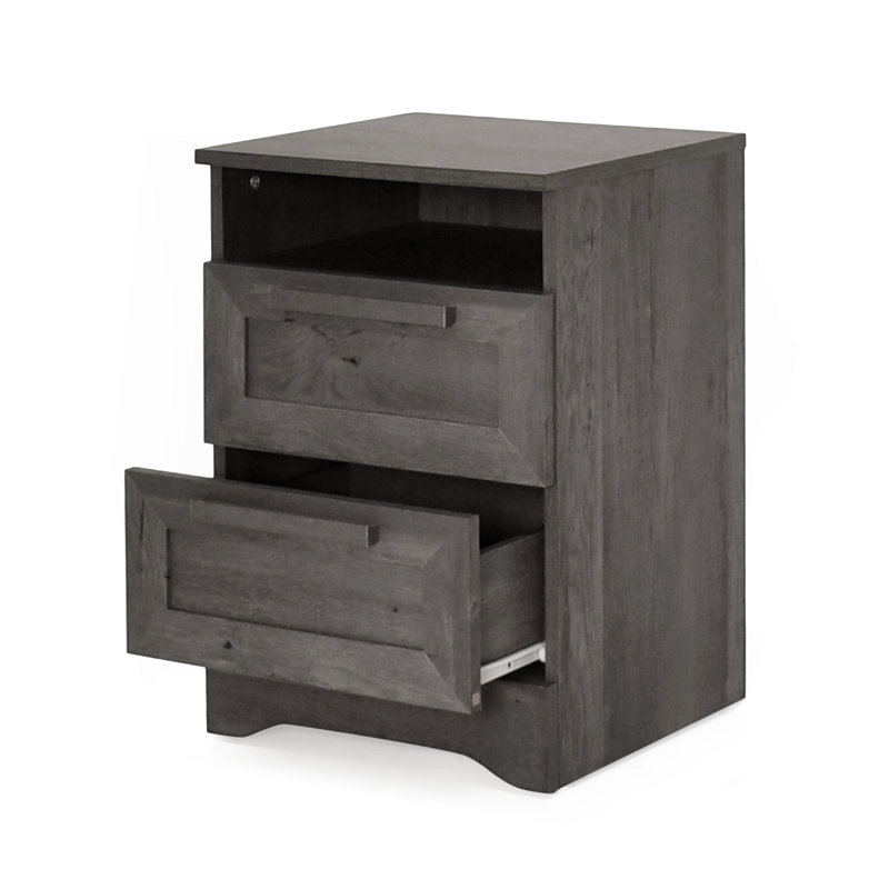 Table de chevet 2 tiroirs, Gris