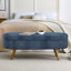 Banc de rangement repose-pieds ovale, pieds en bois d'hévéa, gris (43,5 po x 16 po x 16 po) bleu foncé-767163773