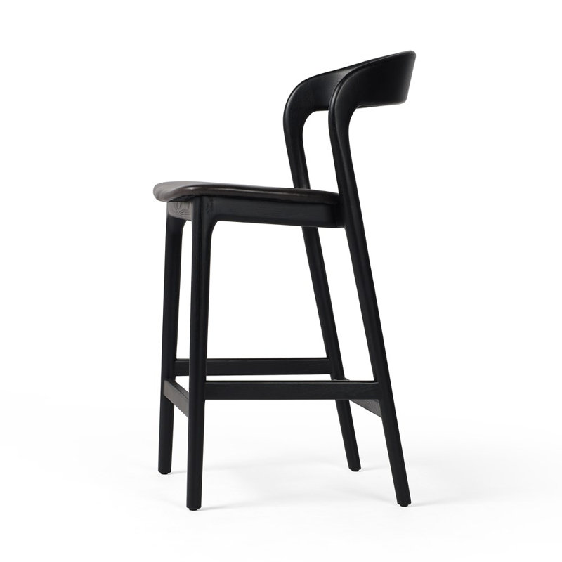 Amare Stool, Counter Stool (26.5" Seat Height), Sonoma Black Genuine Leather/Black