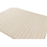 Wool Striped Area Rug in White