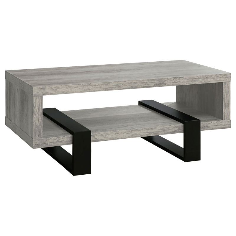 Garven Coffee Table with Shelf, Light Gray Duplicate