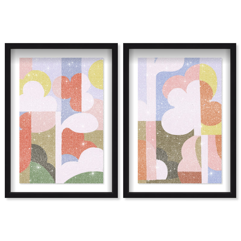 Cloudy Pop Set Set by Oliver Gal, 31.5"H x 46.5"W, Black Shadowbox