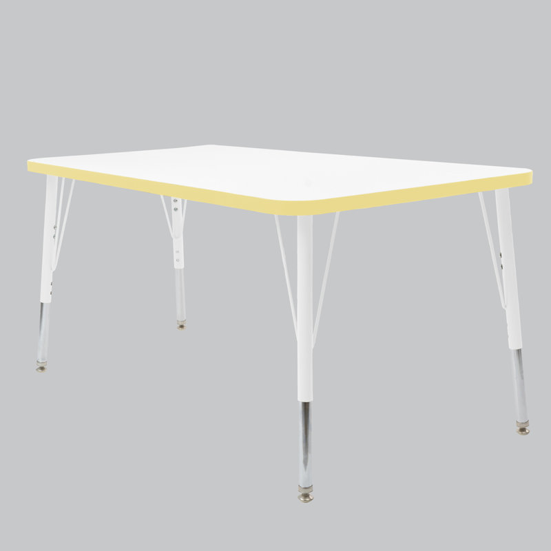 Table rectangulaire d'activités thermofusionnées avec pieds réglables et pivotants standard, H 30 po x l 30 po x P 48 po