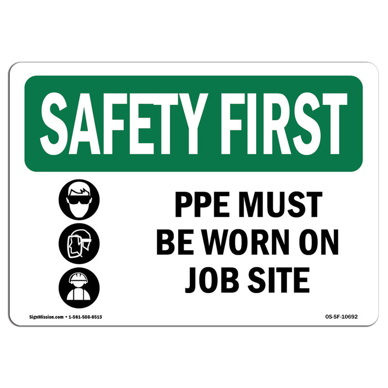 «Safety First Sign», H 12 po x l 18 po x P 0,1 po