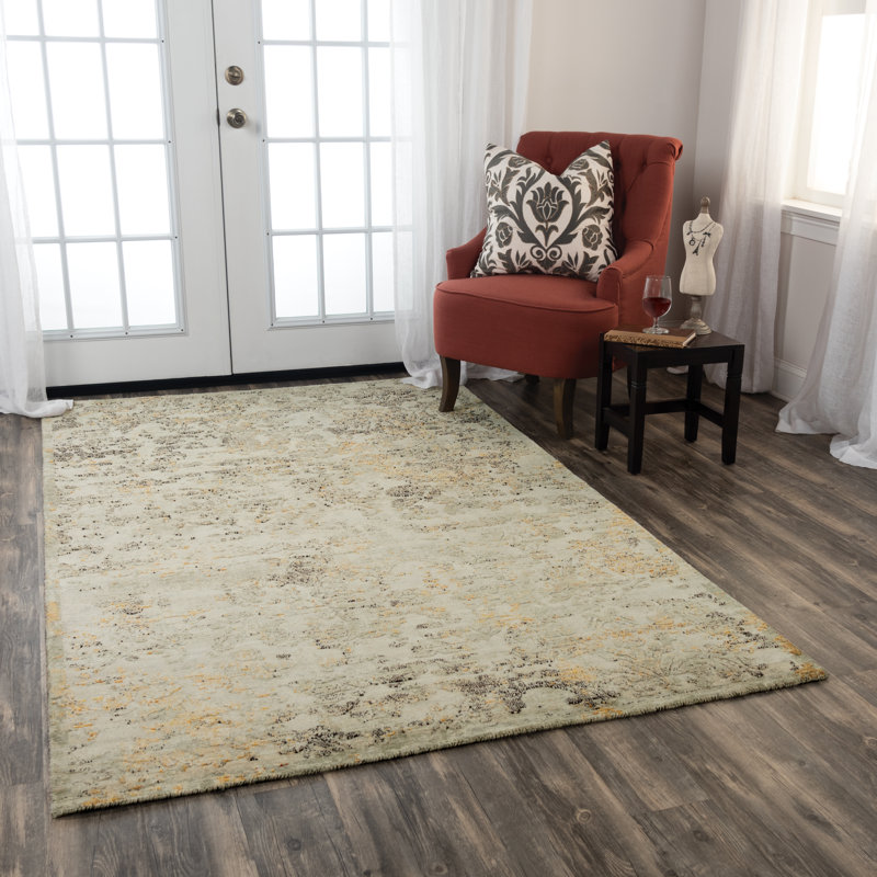 Tapis beige en laine Power Loom, Rectangle 10 pi x 13 pi