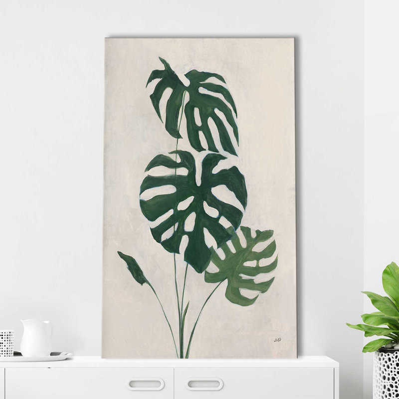 Palmier botanique I - Peinture, H 30 po x l 18 po x P 1 po, Toile tendue