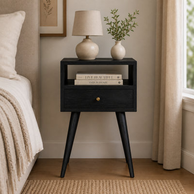 Fithian 30cm W Solid Wood Bedside Table
