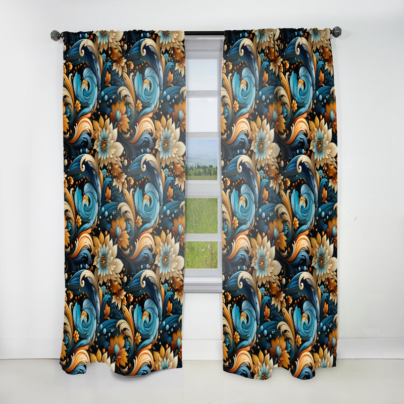 Industrial Chic Paisley Pattern III - Glam Curtain - Velvet Room Darkening - 1 panel, 52" W x 90" L