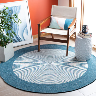 Tapis en laine / coton tissé à la main en bleu sarcelle / ivoire Mcclellan