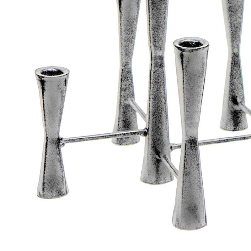 Ivyline Parker 11 Piece Candle Centerpiece Metal Tabletop Candelabra, Silver