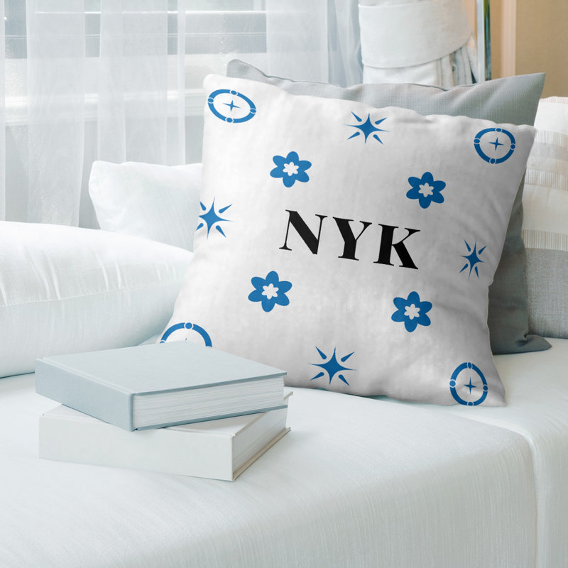 Coussin en coton New York Basketball, Bleu New York / blanc, H 16 po x l 16 po