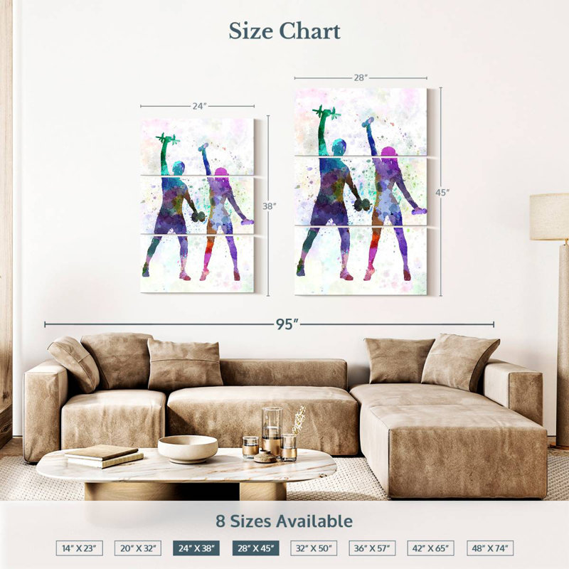 Sireci Woman And Man Exercising, 38" H x 24" W