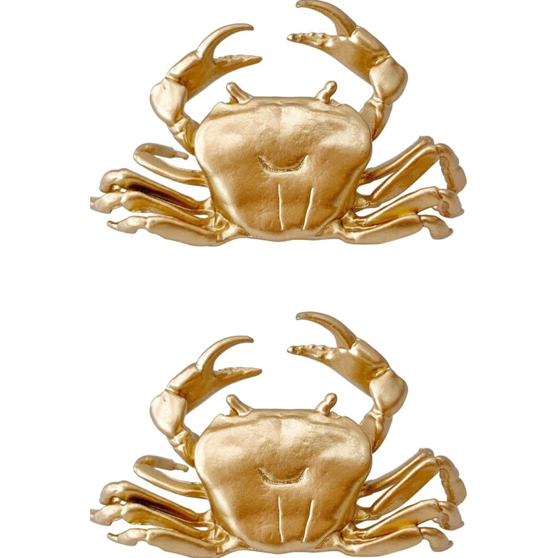2pcs Gold Metal Crab Figurines