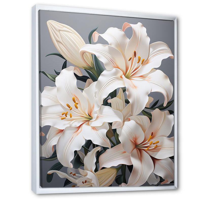 Sérénade blanche beauté des lis I, Cadre flottant blanc, 44" H x 34" W