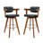 29.9" Mid‑Century Modern Swivel Upholstered Bar Stools Solid Wood Frame with Armrests (Set Of 2)-1638089953