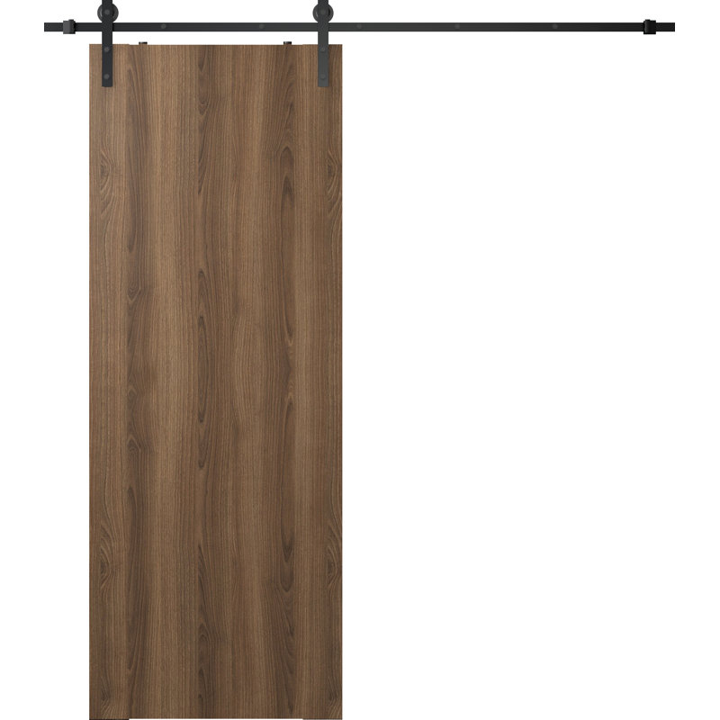 Porte de grange coulissante en bois manufacturé Optima avec trousse de quincaillerie, 29,75 po x 79,37 po, Pacane