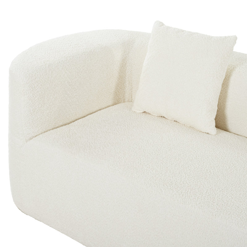 Nargis 2 - Piece 132" Modern Curved Sectional Sofa, Beige Chenille, 27.2" H x 37.4" W x 132.3" L
