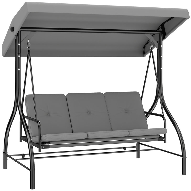 3 Person Porch Swing with Canopy, Light Grey