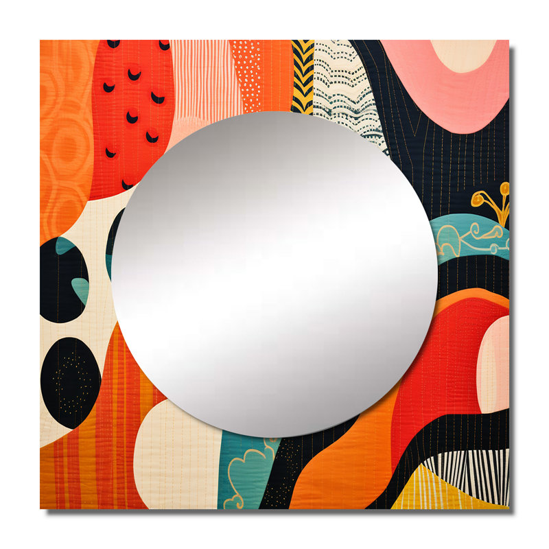 Miroir mural de salon Mid-Century Vintage Textiles II - Mid-Century, 36 po x 36 po
