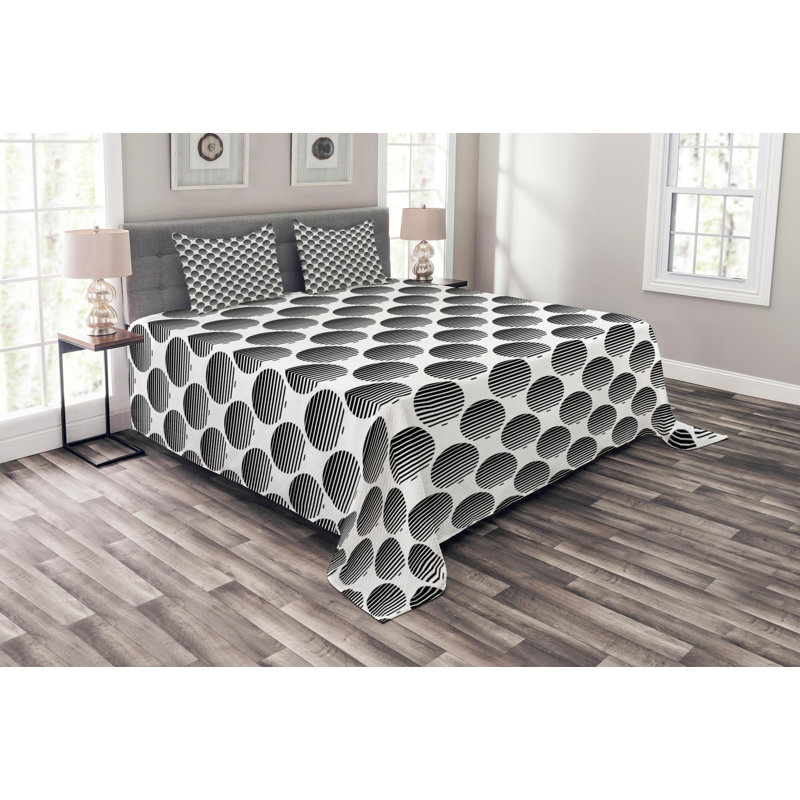 Modern & Contemporary Polyester Geometric Shapes Coverlet, King Coverlet + 2 Shams